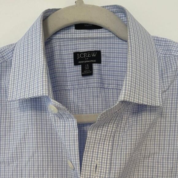 J.Crew Tailored Slim Performance Dress Shirt White Peri Blue Size 15/32 - Picture 8 of 8